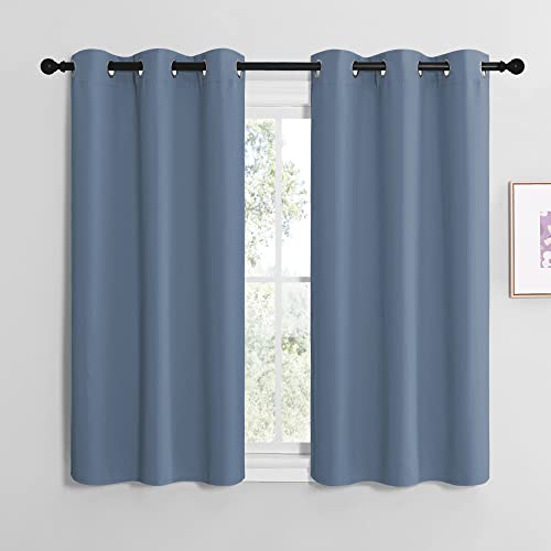NICETOWN Blackout Curtain Panels - Thermal Insulated Grommet, 42x50 in, Stone Blue