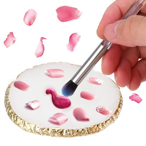 Ouligay Resin Makeup Mixing Palette with Gold Edge for Nail Art and Cosmetics