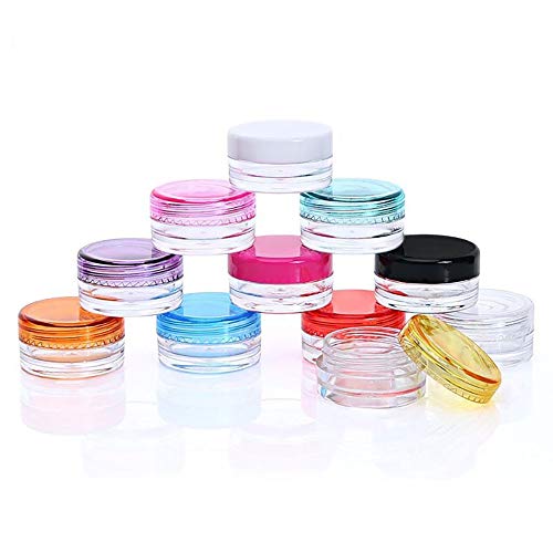 Aliotech 5g Empty Cosmetic Sample Jars with Multi-Color Lids 10 Pack