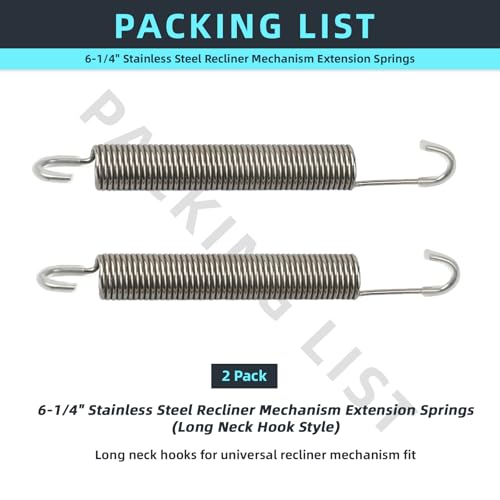 6-1/4 Inch Replacement Recliner Springs - Stainless Steel, Pack of 2