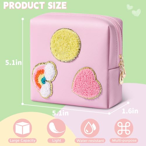 SIDESUGAR Small Makeup Bag Soft PU Leather Cosmetic Pouch for Purse Pink