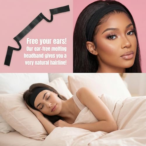 HJZHII 3-Pack C-Shaped Ear Cut Out Wig Bands for Lace Front Wigs