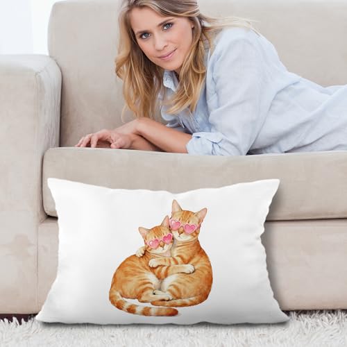 Orange Tabby Cat Gifts Lumbar Pillow Covers 12x20 - Rustic Design