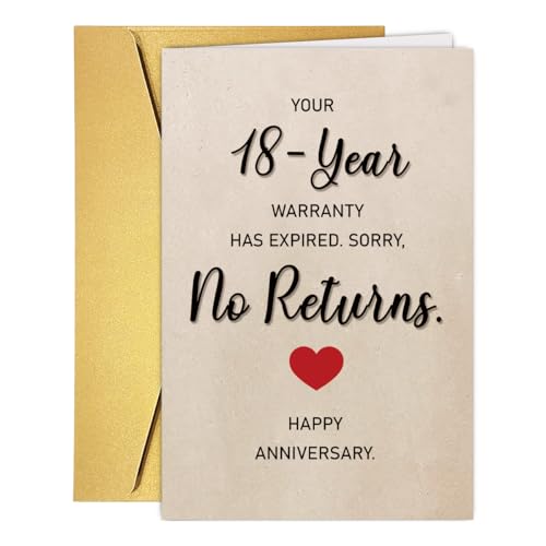 Humorous 18th Anniversary Card for Husband & Wife - Unique Gift