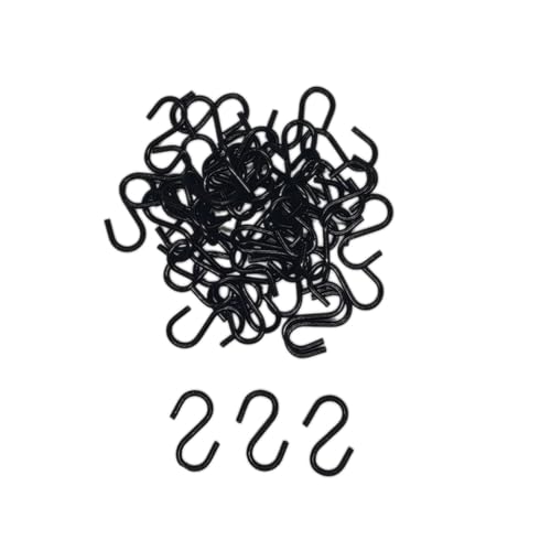 1 Inch Black Iron Mini S Hooks Set for Jewelry Kitchenware Plants - 50pcs