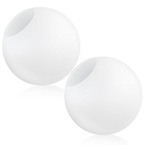 Retisee 2 Pcs 6 Inch Glass Lamp Shade Replacement Milky White Glass Globes Shade Frosted 2.67 Inches Fitter Opening Lighting Fixture Replacement Light Bulb Cover