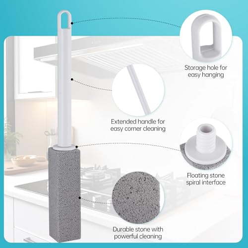 Pumice Stone for Stove Cleaning - 3 Pack with Handle & Hanging Hole
