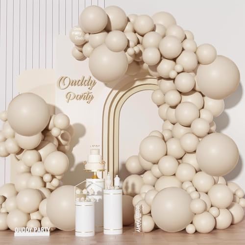 129-Piece Sand White Balloon Arch Garland Kit - Boho Party Decorations