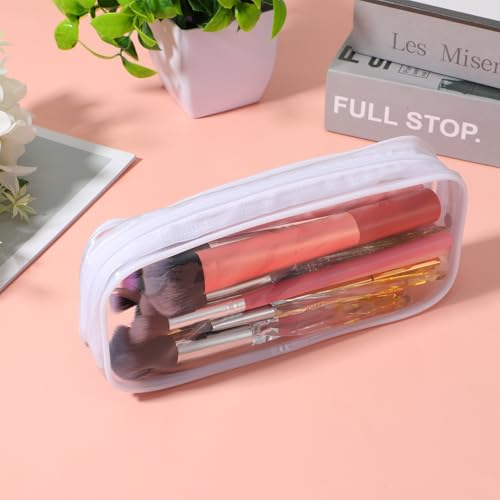 Clear Makeup Brush Bag 2-Pack - Portable PVC Travel Cosmetic Pouch