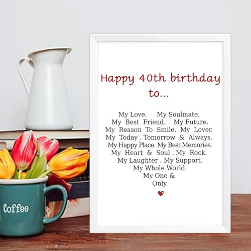 40th Birthday Card - Unique Heart Design Gift for Husband or Wife (03)