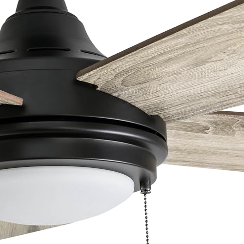 Honeywell Ceiling Fans Ventnor, 52 Inch Modern Farmhouse Indoor LED Ceiling Fan with Light, Pull Chain, Three Mounting Options, Dual Finish Blades, Reversible Motor - 50607-01 (Bronze)