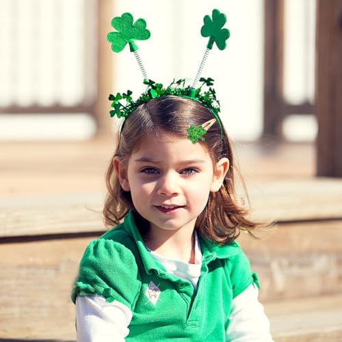 St Patricks Day Green Clover Hair Clips 4Pcs Glitter Shamrock Barrettes