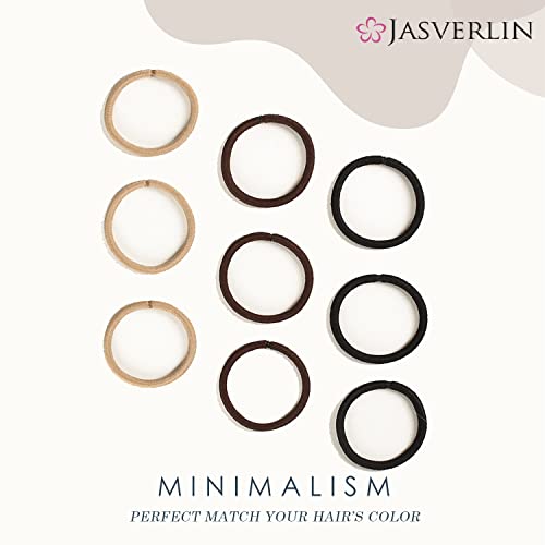 JASVERLIN 5mm Thick Black Hair Ties 48 Pack, No Damage Durable Ponytail Holders