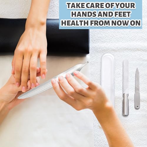 Jingmore 3-Piece Stainless Steel Nail File Set with Case for Thick Nails