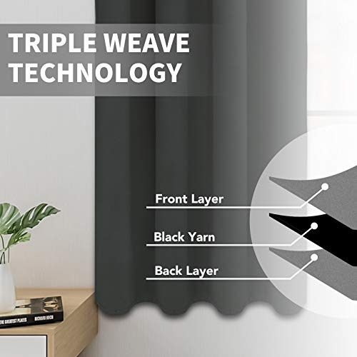 Easy-Going Dark Gray Thermal Grommet Blackout Curtains, 52x96 in - 2 Panels