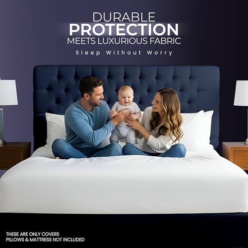 King Size Waterproof Mattress Protector Set with 2 Pillow Cases