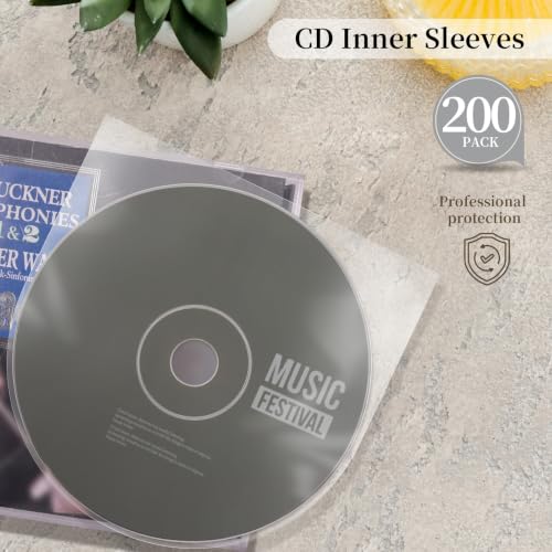 50 PCS Anti-Static CD/DVD Sleeves - Clear Plastic Storage for 5-Inch Discs