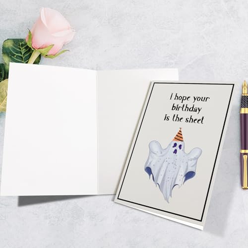 Funny Ghost Birthday Card for Friends & Coworkers - 8x5.3in