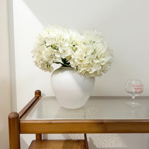 White Artificial Hydrangea Flowers - 6 Pack for Wedding, Home & Party Decor