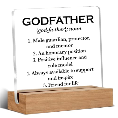 Godfather Definition Acrylic Sign | 4x4 Inch Desk Decor Gift