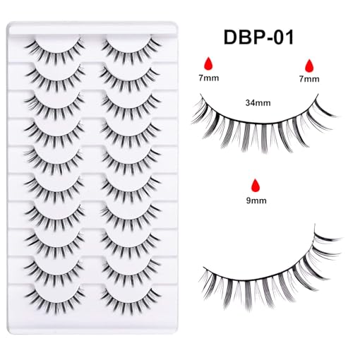 Natural False Eyelashes 10 Pairs Reusable Soft Cotton Band Strip Lashes