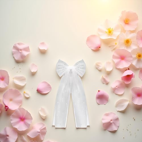 White Bridal Hair Bow Clip - Elegant Wedding Hair Accessory for Brides