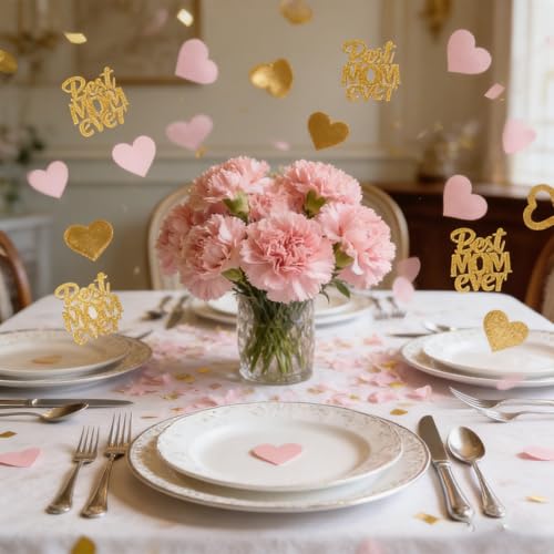 Pink and Gold Heart Confetti - 100 Pieces for Bridal Shower & Engagement