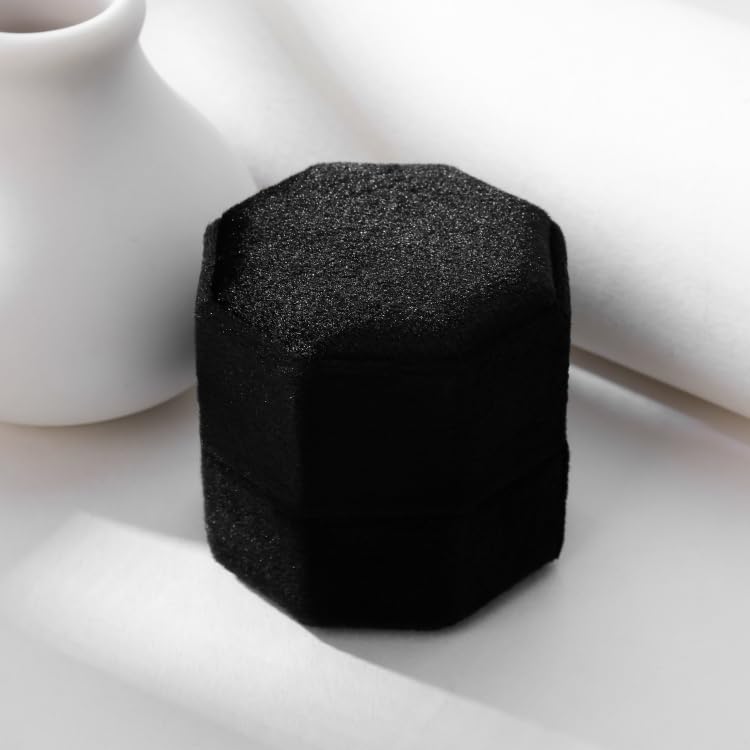 Black Velvet Ring Box for 3 Rings – Elegant Triple Slot Holder