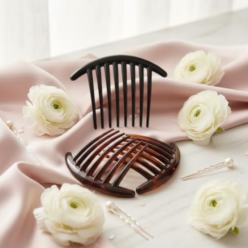 3 Pcs French Twist Hair Combs 7-Tooth Plastic Side Combs Black Brown