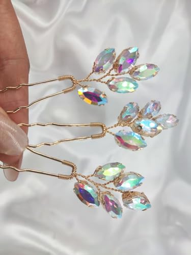 Crystal Wedding Hair Pins 3 Pcs Rhinestone Bridal Hair Accessories