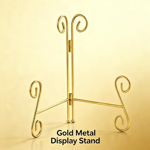 Gold 6 Inch Plate Display Stand Pack of 2 Heavy Duty Iron Easels