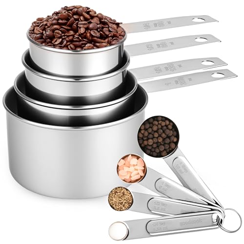 Strelitsia 8-Piece Measuring Cups and Spoons Set - Stainless Steel