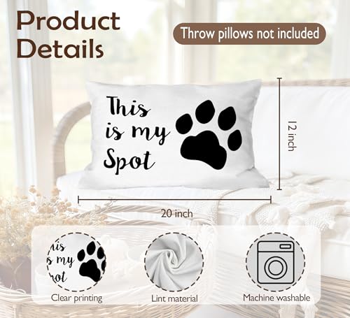 Burosev Reversible Pet Paw Pillow Cover - Funny Dog Lover Decor 12x20 Inch
