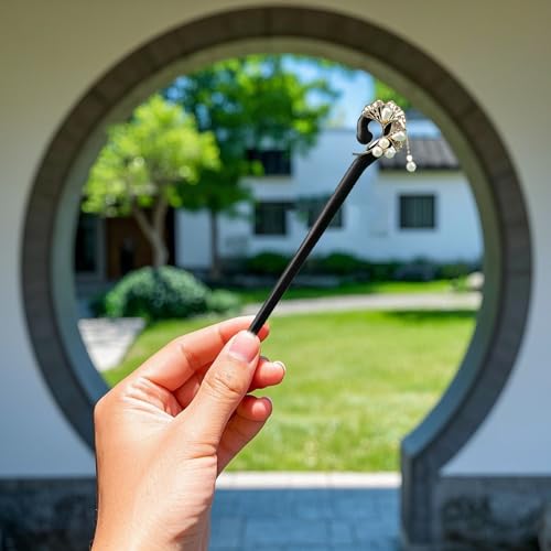 Chinese Wooden Hair Sticks 2-Pack - Hanfu Hair Accessories for Buns