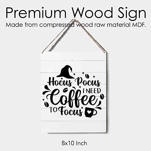 Funny 'I Need Coffee to Focus' Wooden Wall Sign - 10x8 Rustic Decor