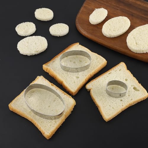 ANCKNE Oval Cookie Cutter Set Large - 5/4/3/2 Inch Stainless Steel Baking Molds, Geometric Shapes, Durable Food Safe Kitchen Tools, Variation: Oval