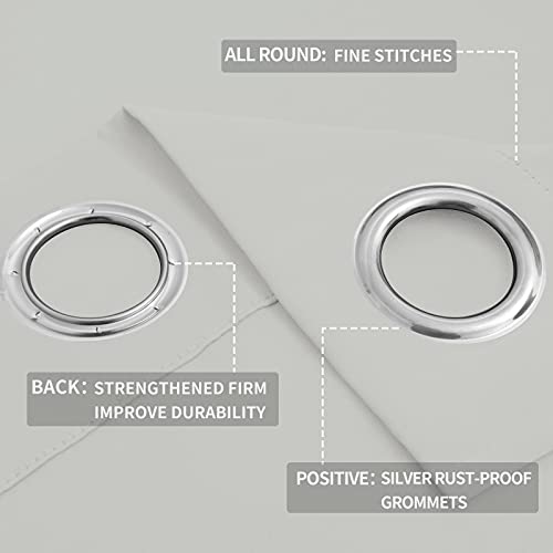 Easy-Going Blackout Curtains, 52"x96" Grommet Drapes, Greyish White - Thermal Insulated & Noise Reducing, 2 Panels