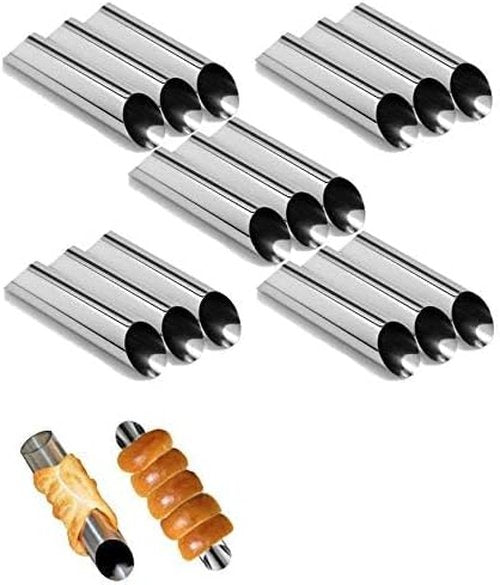EUICAE Cannoli Tubes - 5 Inch Large Stainless Steel Non-Stick Cream Horn Molds | Pack of 15