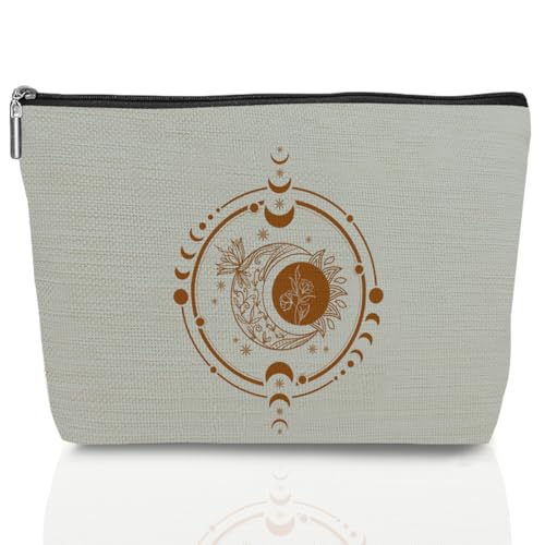 Mystic Moon Sun Makeup Bag Vintage Celestial Travel Cosmetic Pouch
