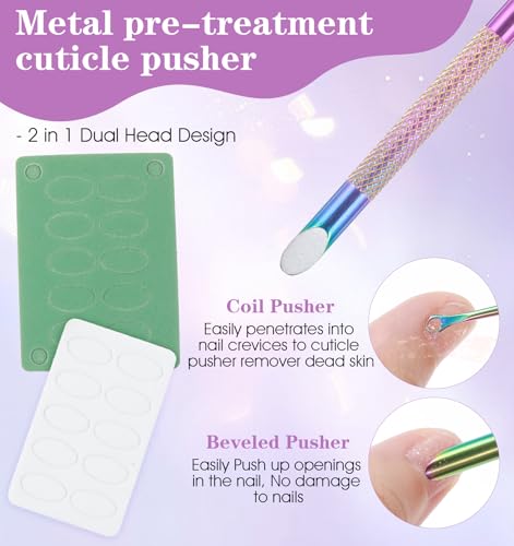 Dual Ended Loop Cuticle Pusher & Scraper Tool with Nail Files & Bag