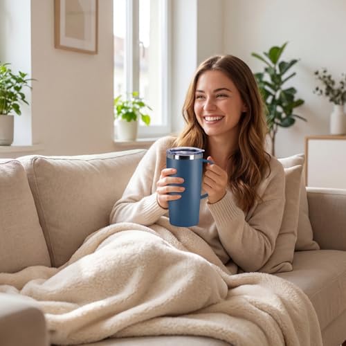 19oz Insulated Coffee Mug with Handle - Stainless Steel Travel Tumbler