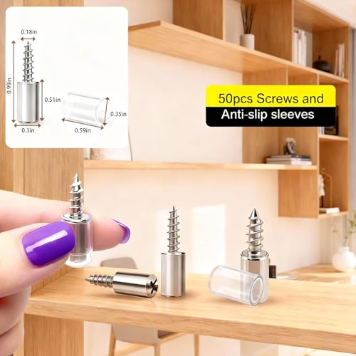 50 Pcs Self-Tapping Screws and Shelf Pins for Cabinets
