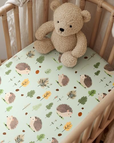 FILLEEP 2-Pack Fitted Crib Sheets - Soft Breathable Hedgehog Print