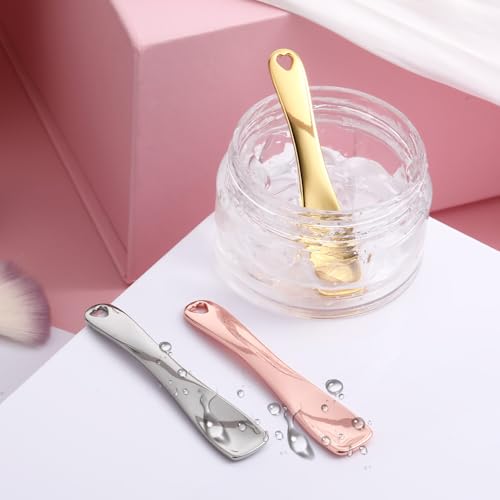 JIYIN 3-Piece Mini Metal Makeup Spatula Set for Skincare and Creams