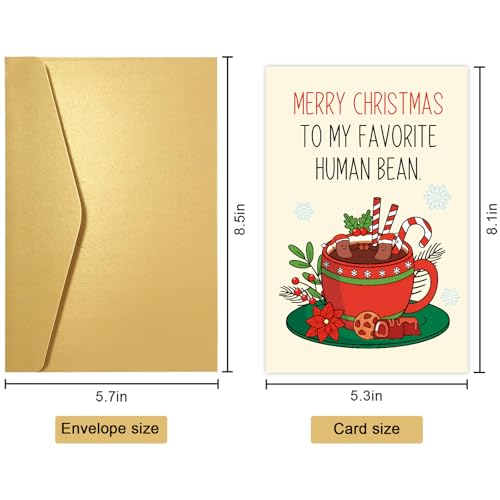 Funny Romantic Christmas Card for Boyfriend Girlfriend - Bean Xmas Card