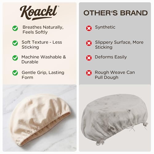 Koackl 10-Inch Cotton Banneton Bread Proofing Liners - 3-Pack Set