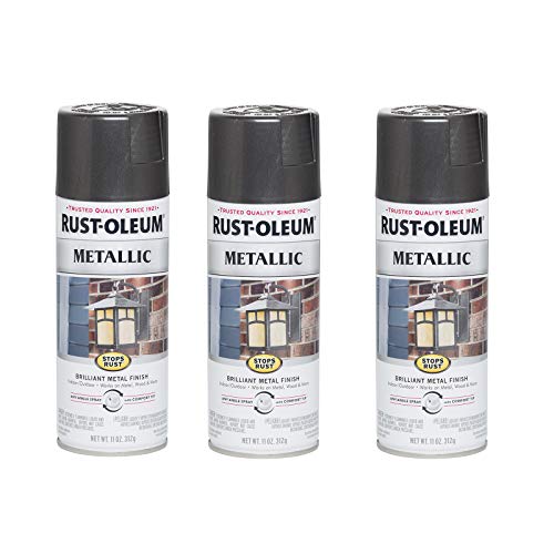 Rust-Oleum Stops Rust Metallic Spray Paint, Charcoal, 11 oz (Pack of 3)