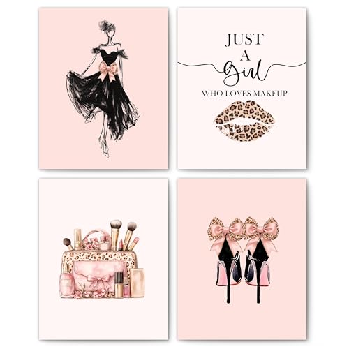 FITIE Pink Leopard Wall Art Prints Set, 8x10 Unframed Aesthetic Posters