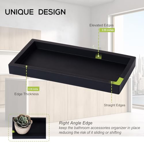 Heagoale Silicone Bathroom Vanity Tray, 7.9" x 4" Sink Organizer - Black