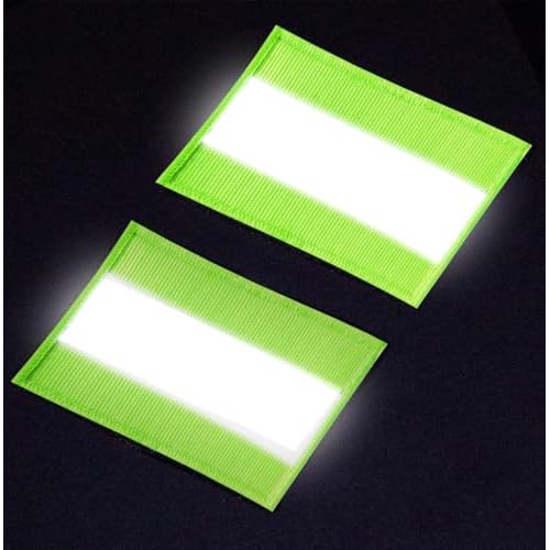 2pcs Reflective Safety Patches Hook and Loop Reflective Patch for Night Sports, Labor Wear, Rain Jackets, Hikers, Dog Vest, Firefighter Rescue Police£¨Strip-Shaped, Green£©